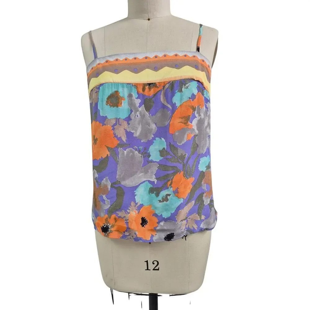 A.C. Sport, Sz.8 tank & jacket set Colorful poppy floral print 80s Pastels